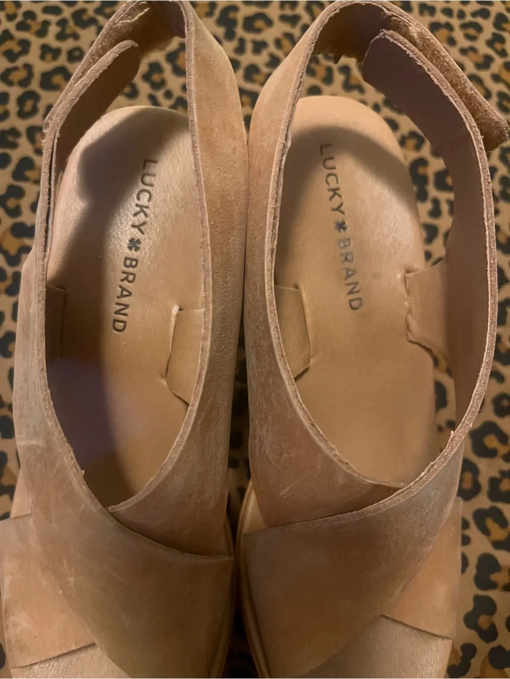 Lucky Brand Women's Crisscross Slingback Wedge Sandals in Light Tan